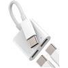 Kefiany IPhone 15 Pro Max Plus iPad Type C su cuffie adattatore DAC USB C doppio splitter (2 in 1) cavo di ricarica audio doppio jack distributore Aux cavo di ricarica compatibile con Sumsung Apple Huawei