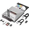 Alxum Lettore DVD- Masterizzatore CD Esterno USB 3.2 con Slot M.2 e SD/Micro SD - Tutto-in-Uno da 10 Gbps per Windows, PC, Mac, Linux - Plug & Play (Grigio ABS)