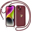 Krdvekm Cover con Cordino per iPhone 15 6,1'', Silicone Morbido Oro Custodia Aesthetic Mädchen Modello Amore Oro 3D Cute Disegni Collana Regolabile Protezione della Fotocamera Antiurto Case