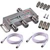 RUNCCI-YUN TV Aerial Splitter 3 Vie 5-2500MHz - Kit Ripartitore Broadband 1 Ingresso 3 Uscite - Adattatore F-Connettore Per Cavo Satellitare