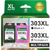 GREENSKY 303XL Compatibili con Cartucce HP 303 Nero e Colore per Cartuccia HP 303 XL per HP Envy Photo 6230 7830 6232 6230 6220 7130 7134 6234 6255 6258 6552 7120 7800 7900 Tango X (1 Nero, 1 Colore)