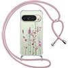 Yoedge Cover con Cordino per Google Pixel 10 Pro XL 6,8, Trasparente Aesthetic Disegni Fiori Custodia con Collana Tracolla Laccio Collo, Sottile TPU Silicone + PC Antiurto Case per Pixel 10 Pro XL,03