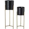 DRW Set di 2 vasi in metallo con gambe in oro 79 x 24 x 25 cm