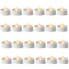 Amazon Basics LED Flameless Tea Lights Battery Operated Candles with Batteries Included, Pack of 24, Dia. 3.65 cm x H 3.34 cm, White