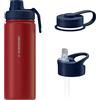 Wessper Borraccia Termica in Acciaio Inossidabile, 500 ml, Thermos Acqua con Tre Tappi Intercambiabili, Bottiglia per Bevande Aalde e Fredde, Senza BPA - Rosso