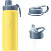 Wessper Borraccia Termica in Acciaio Inossidabile, 500 ml, Thermos Acqua con Tre Tappi Intercambiabili, Bottiglia per Bevande Aalde e Fredde, Senza BPA - Giallo
