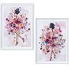 DRW Quadro tela con donna con fiori in rosa, rosso e blu, 50 x 70 x 3,3 cm