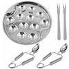 xtemtoamz Piatti Per Lumache Strumenti Set - Frutti Di Mare Guscio Lumaca In Acciaio Inossidabile Piatto Cibo Con Pinze Forchetta Vongole Ostriche Padella La Casa Ristorante Accessori Hotel