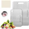 Smdbzda Tagliere In Acciaio Inossidabile, 2 Pezzi Tagliere Acciaio Inox Alimentare, Taglieres in acciaio inox bifacciale, per Uso per Carne, Frutta, Verdura (34 * 23cm+25 * 15cm)