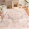 TUKDAK Tappeto vintage per soggiorno, 200 x 280 cm, lavabile, per camera da letto, camera da letto, sala da pranzo, morbido antiscivolo, per cucina, cameretta dei bambini, colore rosa