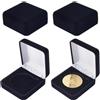 FINGERINSPIRE 4 scatole da 50 mm in velluto nero per monete da 6,8 x 6,6 x 2,8 cm, scatola di presentazione quadrata per badge scolastico, espositore, medaglie, spille da bavero