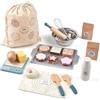 Toywoo Set di alimenti da gioco in legno per bambini piccoli Giocattoli cibo pretend play accessori da cucina con borsa della spesa