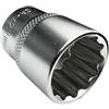 AERZETIX - Chiave a bussola/Punta - Corto - 1/2x22mm - per avvitatura/cricchetto manuale/pneumatico - Corpo cilindrico - 12 lati/bi-esagonale - in acciaio CR-V - Colore argento - C45242