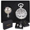 Tiong Orologio da tasca vintage con design cavo, orologio da tasca classico al quarzo con numeri romani, con catena, per uomini e donne, compleanno, laurea, 02-set-argento, Retrò