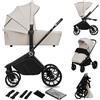 LIONELO MIKA PLUS 2 in 1 Passeggino Duo per Bambini 0-48 mesi fino a 2 kg Navicella fino a 9 kg, Schienale e Poggiapiedi Regolabili, Amortizzazione, AiryDots, Ruote Girevoli PU 360° Cappottina XXL