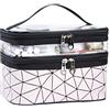 QH-Shop Borsa da Toilette Beauty Case da Viaggio Impermeabile Borsa Cosmetica Doppio Strato Donna Grande Organizzatore per Palestra Bagno Valigie e bagagli a Mano (Rosa)