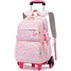 Amythe Zaino Bambina Scuola Elementare con Trolley, 6 Ruote Rosa