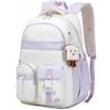 Amythe Zaino Scuola Media e Superiore Ragazze Zainetto Casual da College Borsa da Scuola All'aperto per Studenti Viaggio Daypacks per Bambina Adolescenti Impermeabile Grande -Viola
