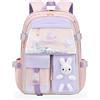 Ynport Crefreak Zaino Scolastico Simpatico Coniglietto per Ragazze Borsa Scuola Estetica di Grande Capacità Borse da Libro Kawaii Idrorepellenti per Borse di Grado 1-6, Rosa
