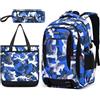 Amythe Zaino per Ragazzi delle Scuole Elementari e Medie, Set di Zainetto per Bambini Impermeabile con Stampa Mimetica, Zaino Casual con Zaino a Tracolla e Astuccio per Penne,Mimetica