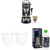 De'Longhi EC685.BK Dedica EC 685.BK Macchina per caffè espresso portafiltro, nera + set di 2 bicchieri da caffè isolati + anticalcare | Anticalcare universale per 4 cicli di disincrostazione