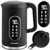 Berdsen Bollitore elettrico - 1,7 l - con regolazione della temperatura - Indicatore digitale della temperatura a LED - Protezione contro il funzionamento a secco - Base a 360° - Nero Argento
