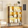 OUTONLIFE Libreria a 7 Cubi con Luci LED, Controllo Touch e Telecomando, Scaffale Moderno a Terra Dimmabile, Organizer in Legno Aperto per Soggiorno, Camera da Letto e Ufficio
