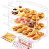 BAOSHISHAN Espositore per pasticceria in acrilico trasparente, 51x40x24 cm espositore per torte, a 3 livelli, per esporre torte, ciambelle con pinza da portata per torte