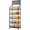 simdennr Espositore snack per vendita al dettaglio, scaffali vendita a 5 piani, carrello espositivo caramelle con ruote e ganci, organizer in metallo per dispensa