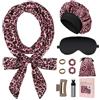 Baolivi Bigodini in raso, per ricci senza calore, 10 pezzi, per ricci senza calore, 10 pezzi, per capelli senza calore, rosa leopardato