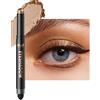 Lestpola Bastone per ombretto con glitter in bronzo, girevole, cremoso, setoso, impermeabile e di lunga durata, rossetto per ombretto Crayon con smorzatore, trucco per occhi altamente pigmentato, senza rughe