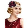 BABEYOND Fascia per capelli anni '20 con piume, accessorio per costume di Carnevale, stile anni '20, colore: rosso vino