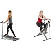 Sunny Health & Fitness Sunny Health and Fitness Row-N-Ride™ PRO Squat Assist Trainer, Rowing Machine w/Digital Monitor + Foldable Manual Treadmill, Compact Cardio Fitness, Durable Non-Electric Incline Exercise