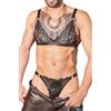 Adigau Set Reggiseno e Slip da Uomo Crossdresser Sexy Lingerie Set Pizzo Trasparente Nero Sissy Indumenti da Notte 2 Pezzi