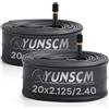 YunSCM 2PCS 52/62-406 20 pollice Camera d'aria 20x2.125/2.25/2.35/2.40 AV32mm Valve Compatibile 20 pollice bike Camere d'aria 20x2.125 20x2.25 20x2.3 20x2.35 20x2.40