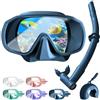 Tyuodna Occhiali da sub con boccaglio, set da snorkeling per adulti con anti fog e anti perdite, set da snorkeling, maschera panoramica a 180°, perfetti per snorkeling e immersioni (bianco)