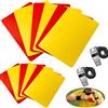 Icyowls 14 Pezzi Cartellini Arbitro Calcio in PVC, cartellini segnaletici Piatti Gialli e Rossi in plastica con fischietti, Set Leggero per Partite, Allenamento e competizioni Sportive
