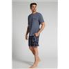 Intimissimi Pigiama Corto In Cotone E Tela Stampa Check Denim Blu