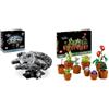 LEGO Star Wars Millennium Falcon, Modellino da Costruire per Adulti, Kit Astronave da Collezione & Icons Piantine, Set Collezione Botanica con Fiori Artificiali in Vaso Color Terracotta