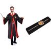 Ciao-Mantello Gryffindor Deluxe Originale Harry Potter (Taglia Unica Adulto) & Bacchetta Hermione Granger (30cm) con Stemma Gryffindor in Scatola Clip, Marrone, 20196