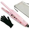SAOSA Piastra per Capelli Corti a Matita, 0,8 cm Piastra Mini per Capelli con 9 Livelli di Temperatura (90°C-220°C), Doppia Tensione, per Pixie Cut, Frangia, Ricci, Regalo con Astuccio e Guanto