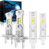 Sycreek Lampadine H1+H7 LED,30000LM 6500K Bianco Freddo 12V Led H7+H1 Lampade Faro per Auto e Moto 600% Luminosità 1:1 Mini Plug-n-Play,4 Lampadine