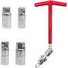 BCENG Set di 5 chiavi universali per candele di accensione, 14 mm, 16 mm, 18 mm, 21 mm, con impugnatura a T, set di chiavi flessibili per auto e moto