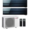 MITSUBISHI ELECTRIC CONDIZIONATORE MITSUBISHI KIRIGAMINE STYLE ONYX BLACK DUAL SPLIT 9000+12000 BTU INVERTER R32 MXZ-2F53VF A+++ WIFI
