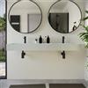 Parama Lavabo sospeso doppia vasca a muro rettangolare 150x48x13 cm in microcemento bianco | Tasman