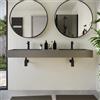 Parama Lavabo sospeso doppia vasca a muro rettangolare 150x48x13 cm in microcemento grigio | Tasman