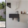 Parama Lavabo sospeso a muro rettangolare in microcemento 55x23x20 cm nero foro a destra | Kanas