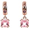 BRONZALLURE Orecchini Donna placcati Oro 18k - Orecchini Pendenti Anallergici con Prisma Gem Rosa - Gioielli Made in Italy - Idea Regalo Compleanni, Anniversari, Festa Donna, Festa Mamma