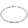 Kuzzoi Bracciale in argento Sterling 925 massiccio per uomo Bracciale piatto a spina di pesce da uomo (4 mm) fatto a mano, larghezza 4 mm, 0201852821, 21 centimeters, Argento sterling