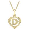 CARISSIMA Anello da Donna in Oro Giallo 9ct con Pendente a Cuore Tagliato con Iniziale 'D' su Catena Curb - 46cm/18